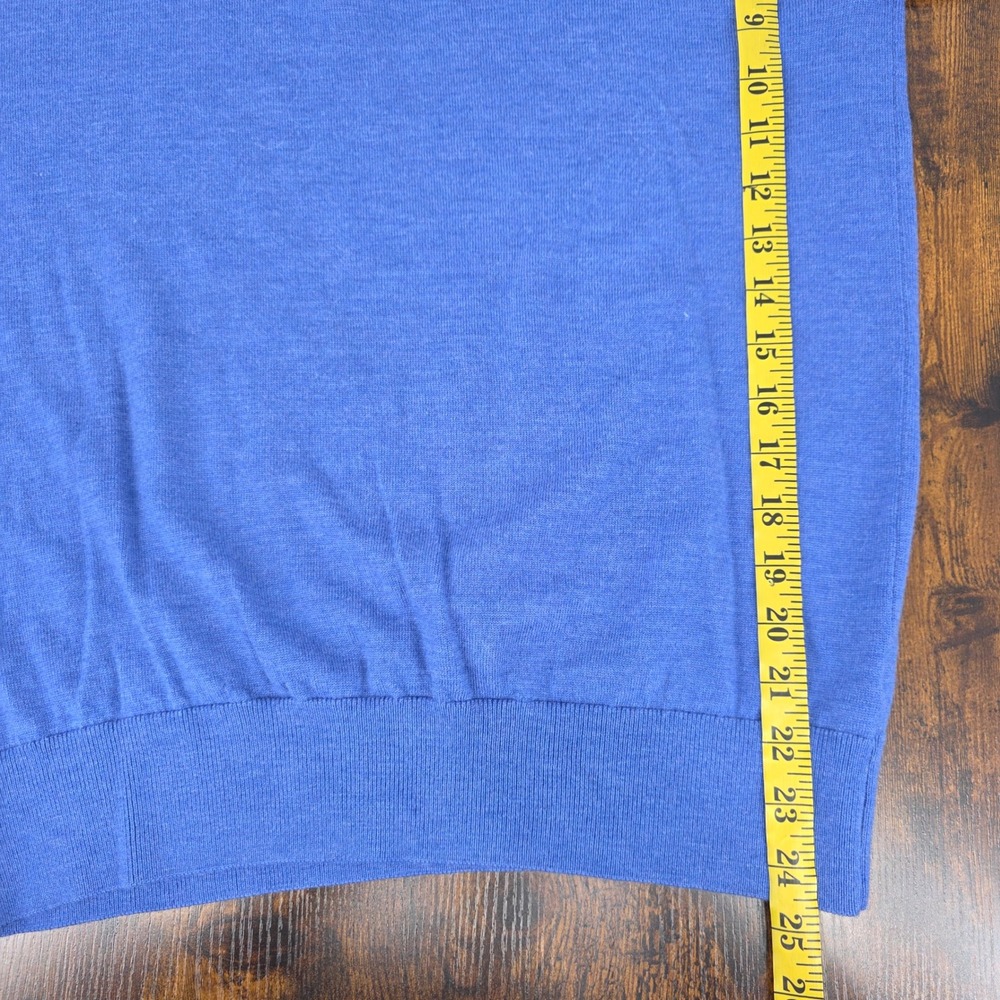 Orvis Merino Wool Quarter Zip Sweater Mens M Blue Heather Mock Neck Fly Lure - Picture 7 of 7
